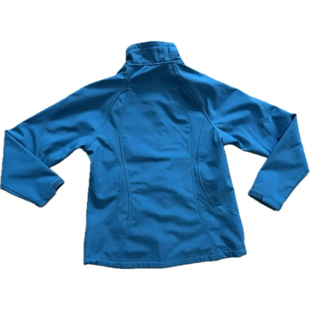 Double Diamond Softshell Hooded Jacket Fleece Lined Zipper Pockets Blue Large